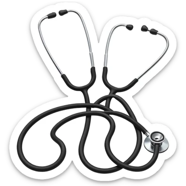 A classic stethoscope with rubber tubing and chrome chestpiece sticker