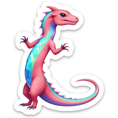 Rainbow crystalic Shiny pastel Salandit-Aurorus-Salazzle-Dragonair-Fakémon-hybrid-creature (full body)  sticker