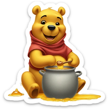 winnie the pooh with a pot of honey sticker