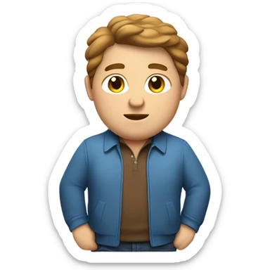 Laid back white guy with brown hair and chubby wearing a polo shirt and a sport jacket  sticker