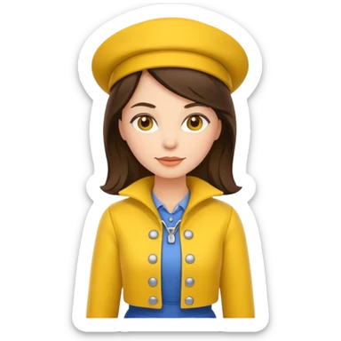 brunette woman with yellow dutch clothing sticker