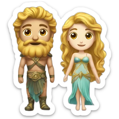 Couple poseidon et sirène sticker