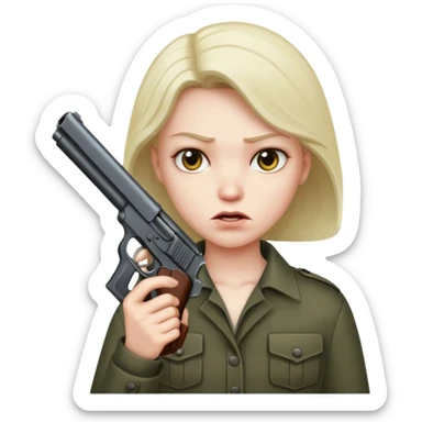 Una cara malvada con una pistola sticker