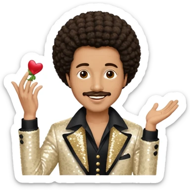 William Powell from The O'Jays with light tan skin, dark brown afro hair, cream sequin outfit sticker