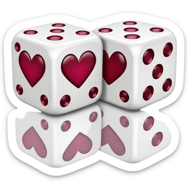 two dices in with burgundy heart details sticker
