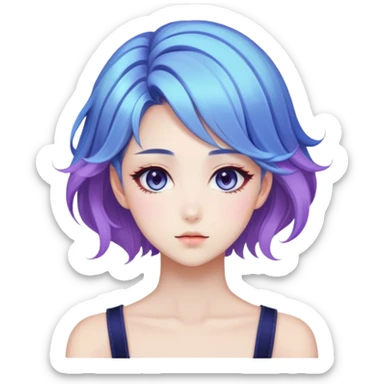Beautiful gorgeous anime lady with beautiful nebula hair, fashion aesthetic  sticker