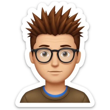 man brown spiked hair and glasses sticker