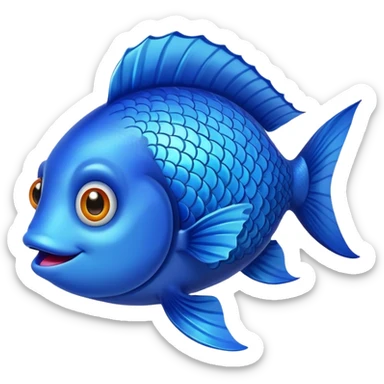 blue happy fish looking to the right sticker