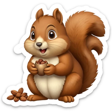 fat squirrel sitting stuffing a nut in its mouth staring at you sticker
