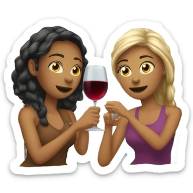 Two women in a cabin drinking wine￼ sticker