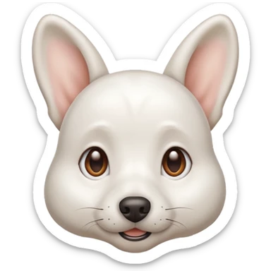 White dog with brown eyes and some long white body and white ears with brown spots curved on the sides sticker