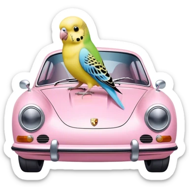 cutie budgie on light pink porsche sticker