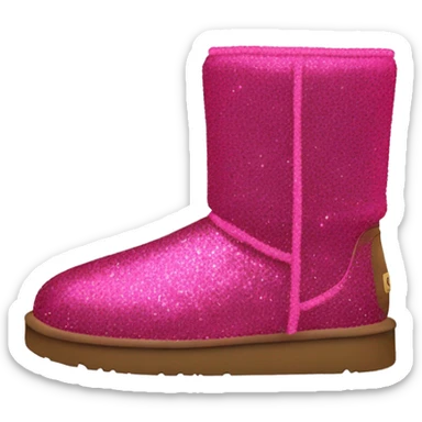 Realistic hot pink glitter and fur Ugg boots. sticker