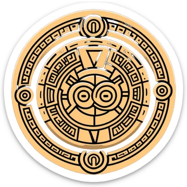 Mayan calendar or stone carving with mail symbol in white and dark green colors sticker