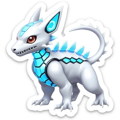 exotic futuristic modern cyber-Fakémon-Digimon-Trico-creature sticker