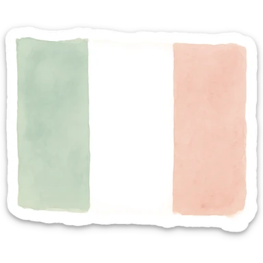 Italian flag in watercolor style with white, green, and pink pastel tones. sticker