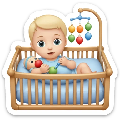 baby in bid with rattle







 sticker