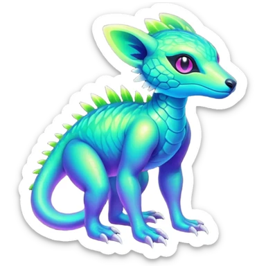 Tropical futuristic lush neon Fionbri-Vernid-Trico-creature (full body) sticker