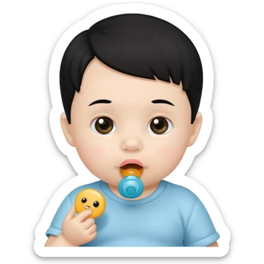 a black hair baby with pacifier sticker