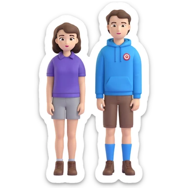 Hannah Baker with long brown hair and Clay Jensen with short dark hair standing together, from 13 Reasons Why sticker