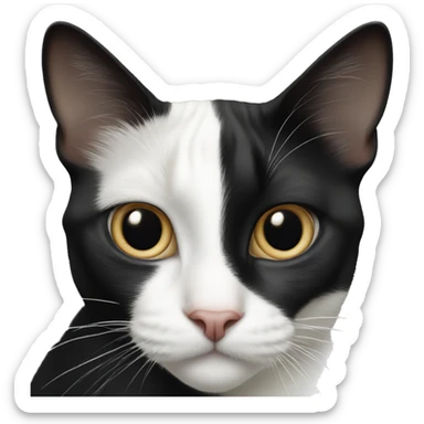 tuxedo cat with nose that’s half white and half black in a perfectly split line sticker