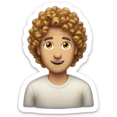 A curly heir guy talking in a podcast sticker