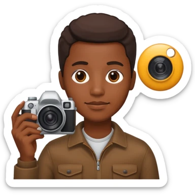 Make a blackest person hold a camera sticker