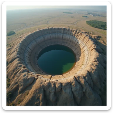 Patomskiy crater, mysterious geological formation, aerial view, realistic details sticker