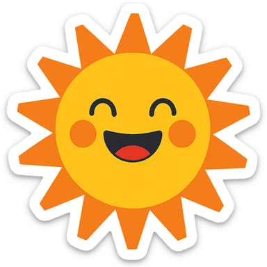 cheerful sun with a big smile, radiating warmth sticker