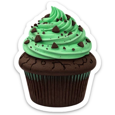 Mint chocolate cupcake with a chocolate mint Oreo on top sticker