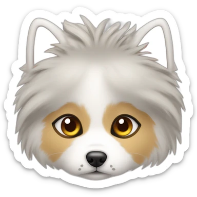 Hund japanspitz weiß mit katze europäisch kurzhaar daneben liegen sticker