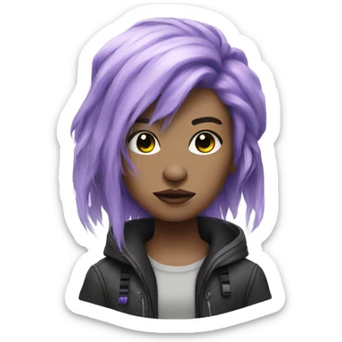 cyberpunk cyborg with lavender hair sticker