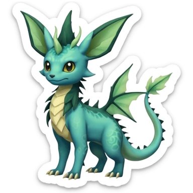 Gloomy dusky dark greyish dull-colored ethereal elemental swampy Salandit-Leafeon-Vaporeon-hybrid-fusion (full body) sticker