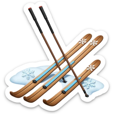 ski trip, skis and poles crossed, snowflakes sticker