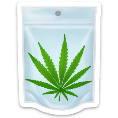 transparent ziplock bag with sativa strain inside sticker