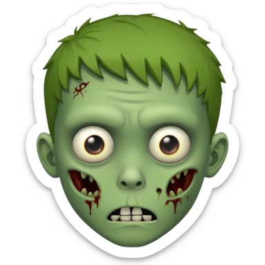 a green boy zombie with a boring face sticker