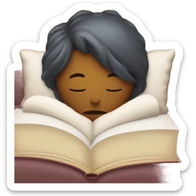 Sleepy Emoji reading book sticker