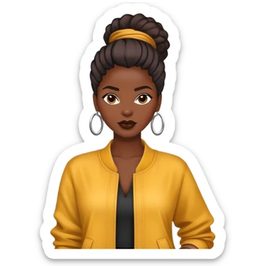 Stylish African woman with trendy clothes, fashionable hairstyle, and modern accessories sticker
