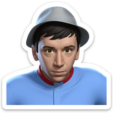 boy in hat gazing forward sticker