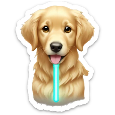 Dog golden retriever with a cutie enhypen lightstick  sticker