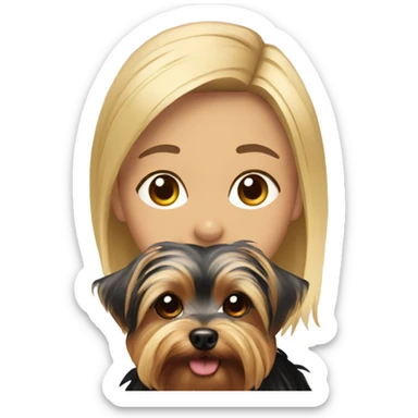 yorkie with a blonde girl  sticker