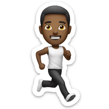 man running black and white sticker
