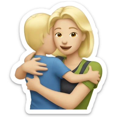 blonde woman hugging child sticker