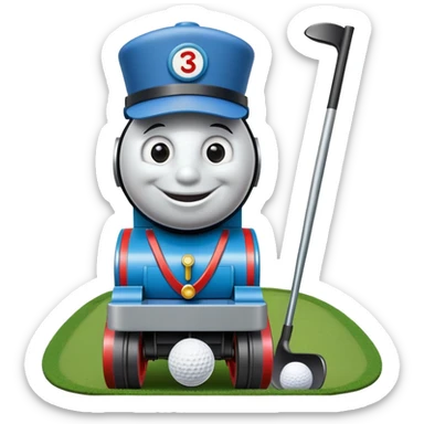 Thomas the train golfing and happy sticker