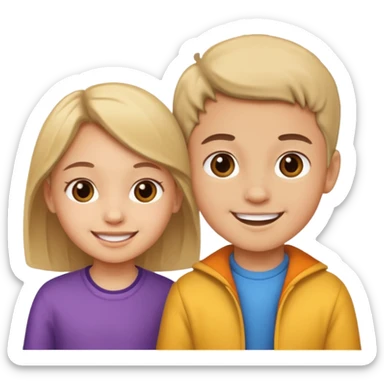 two kids light skin girl and a boy sticker