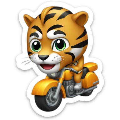 Tigre montando en moto negra de carreras sticker