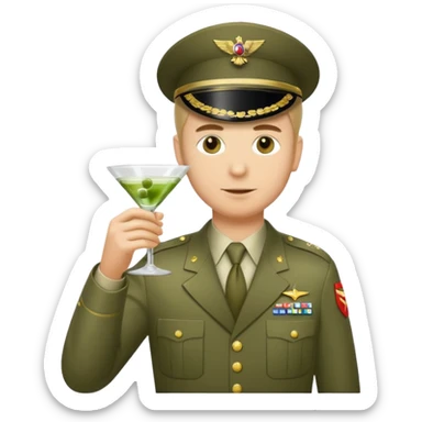 military man with a martini glass sticker