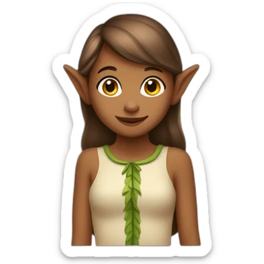 Shy happy elf brown girl sticker