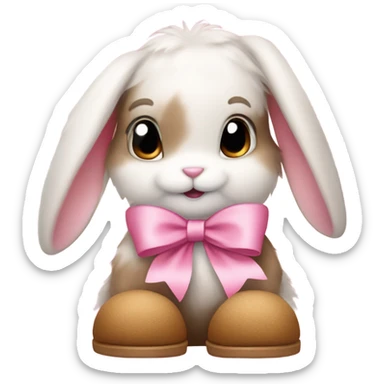 Bunny with pink bow and uggs sticker