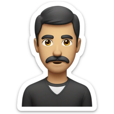 Men with a small mustache just above his upper lip and a stern, intense expression. sticker